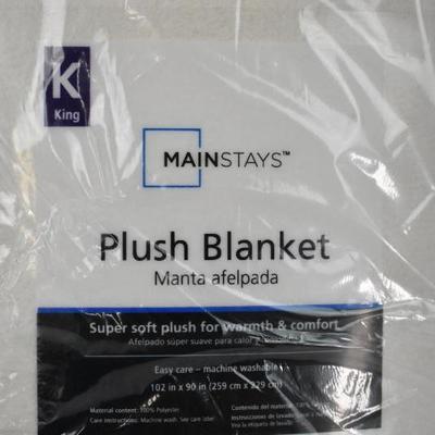 King Size Plush Blanket, Cream Color - New