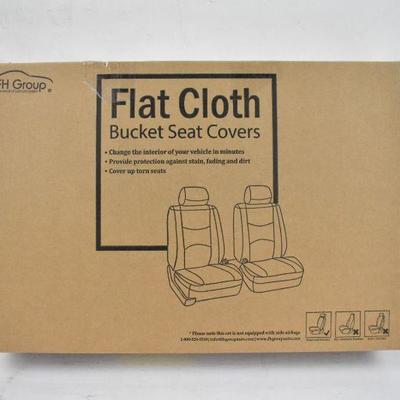 Flat Cloth Bucket Seat Covers by FH Group, Black - New