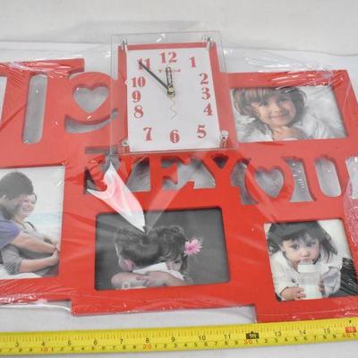 I Love You Wall Clock & Frame Combo, Red - New