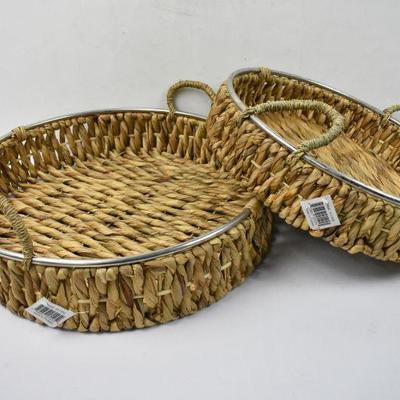 Sturdy Set Of Two Seagrass Baskets - New