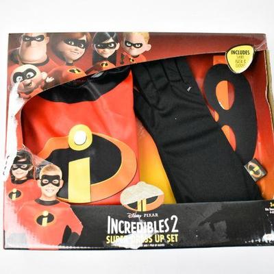 Disney Incredibles Dress Up Set, Shirt, Mask, & Gloves Sz 4-6 - New, Dmgd Pckg