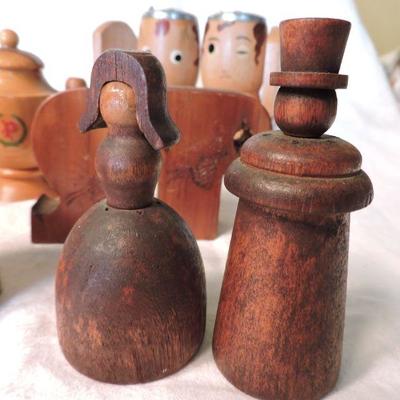 Collection of Vintage Wooden Salt and Pepper