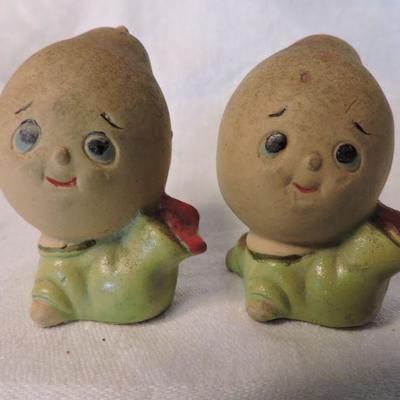 Vintage Porcelain Kewpie-Doll Like Salt and Pepper Shakers