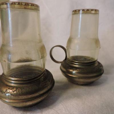 Two Sets of miniature lantern salt and pepper shakers.