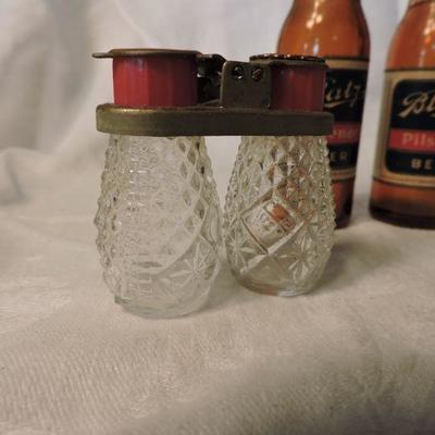 Set of Two Vintage Glass Salt and Pepper Shakers