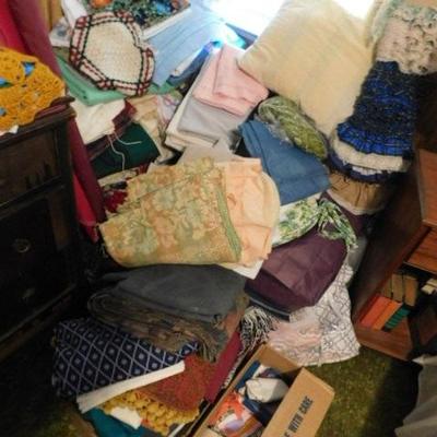Large Collection of Sewing, Quilting, and Crafting Cloth and Fabric