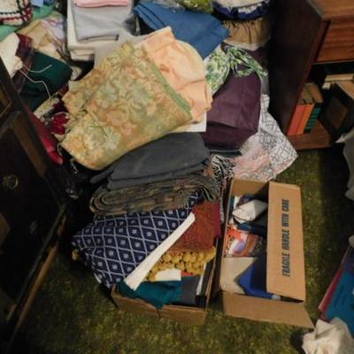 Large Collection of Sewing, Quilting, and Crafting Cloth and Fabric