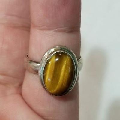 Sterling and tiger eye ring