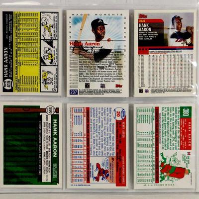 HANK AARON BASEBALL CARDS SET - Lot of 6 - Topps Baseball Cards