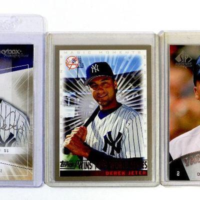 DEREK JETER baseball Cards Set of 3 Topps Fleer Upper Deck - Excellent / Mint