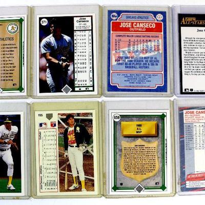 JOSE CANSECO BASEBALL CARDS SET - 8 CARDS LOT - ALL Excellent / Mint