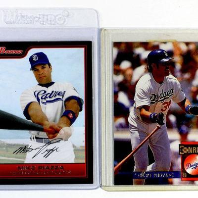 MIKE PIAZZA BASEBALL CARDS SET - 2 CARDS LOT - Excellent / Mint