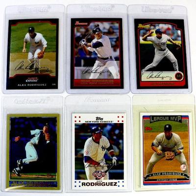 ALEX RODRIGUEZ BASEBALL CARDS SET - 6 CARDS LOT - ALL Excellent / Mint