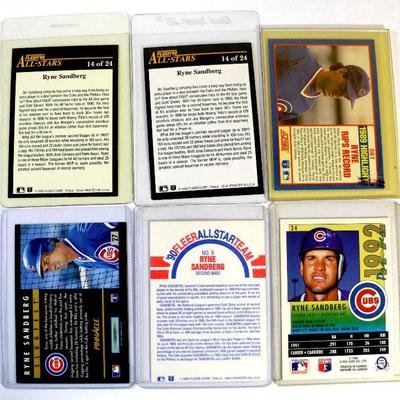RYNE SANDBERG Baseball Cards Set - 6 CARDS LOT - ALL Excellent / Mint