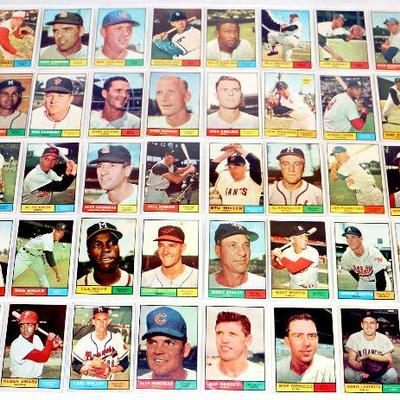 1961 TOPPS BASEBALL CARDS SET - 50 CARDS - ALL HIGH GRADE - VG/EX to EX Excellent Condition