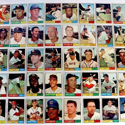1961 TOPPS BASEBALL CARDS SET - 50 CARDS - ALL HIGH GRADE - VG/EX to EX Excellent Condition