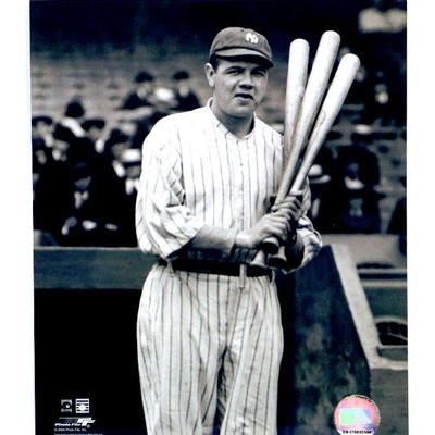 BABE RUTH YANKEES Baseball MLB Hologram OFFICIAL COOPERSTOWN COLLECTION PHOTO 8x10