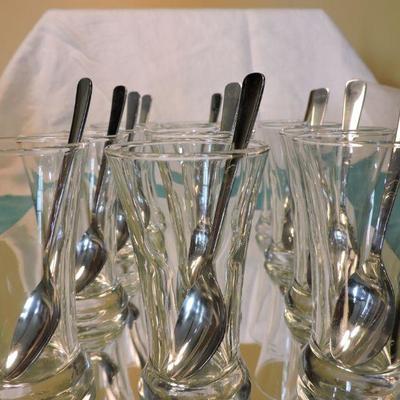 Set of 12 Dessert Glasses and Spoons