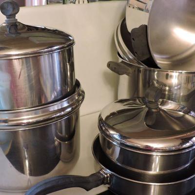 Collection of Farberware Stainless Steel Pots and Pans