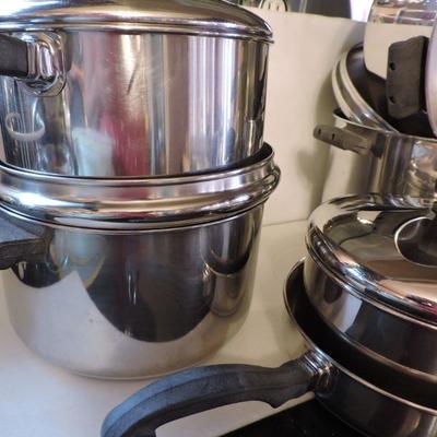 Collection of Farberware Stainless Steel Pots and Pans
