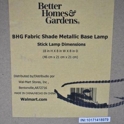 Better Homes and Gardens Fabric Shade Metallic Base Lamp - New