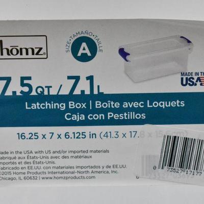 8 Homz Latching Boxes, 7.5 Quarts, 16.25