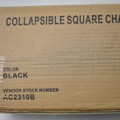 Collapsible Square Chair, Black - New