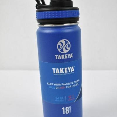 Takeya 18 oz Hot or Cold Water Bottle, Blue - New