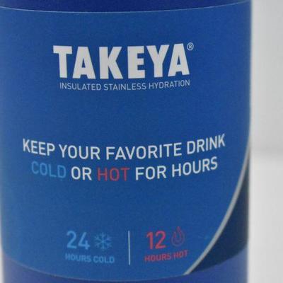 Takeya 18 oz Hot or Cold Water Bottle, Blue - New