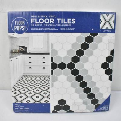 Floor Pop! Peel & Stick Vinyl Floor Tiles, Box of 10 Leyton 12