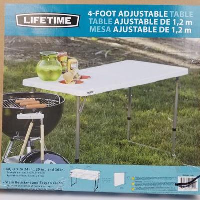 Lifetime 4-Foot Adjustable Fold In Half Table - New