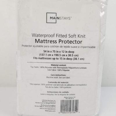 Full Waterproof Fitted Soft Knit Mattress Protector, Mainstays - New