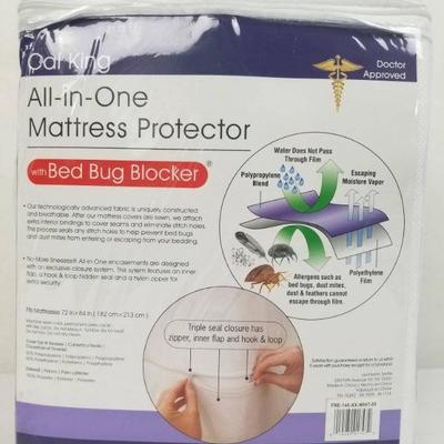 Cal King All-In-One Mattress Protector with Bed Bug Blocker - New
