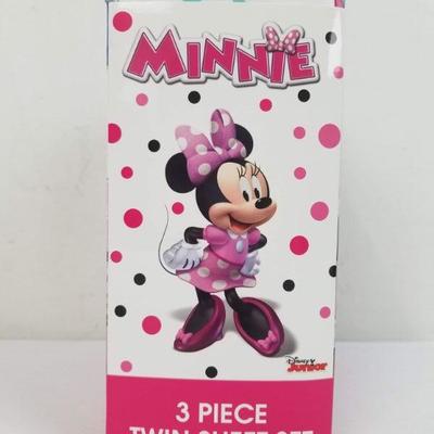 3 Piece Twin Sheet Set, Minnie Mouse - New