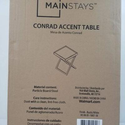 Mainstays Conrad Accent Table, Rustic/White - New