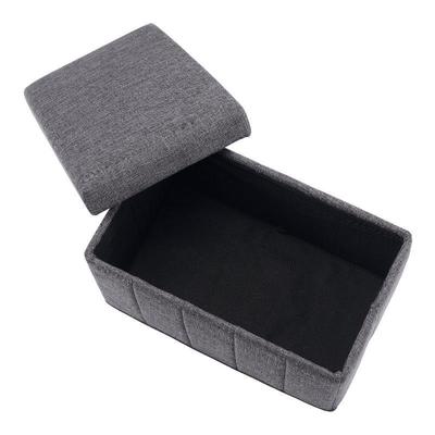 Mainstays 24 Inch Tufted Linen Collapsible Ottoman, Grey Flannel - New