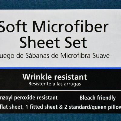 Queen Sheet Set, Mainstays Soft Microfiber Corsair Teal - New