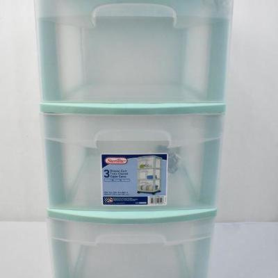 Sterilite 3 Drawer Cart with Casters, Medium & Mint - New