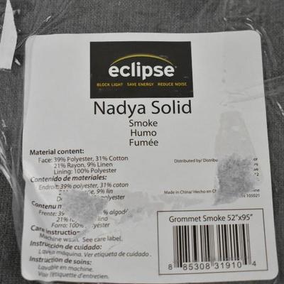 Eclipse Black Out Curtain Panel, Nadya Solid, Grommets, Smoke Gray 52