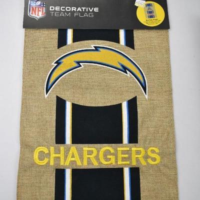 3 Piece NFL Chargers: Decorative Team Flag, Team Pride Light, Table Topper - New
