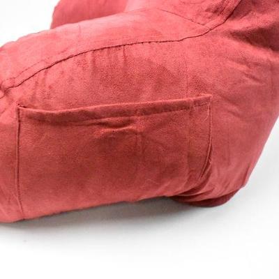 Red Lounging Pillow with Side Pockets 16