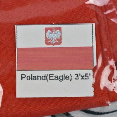 3x: 3' x 5' Poland Flag w/ Eagle Polish Banner Polska Country Pennant - New