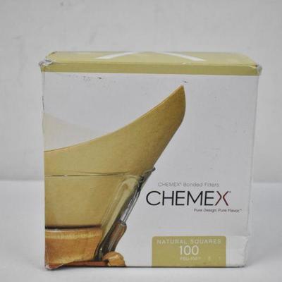 Chemex Coffee Filters, Bonded Natural Squares, Unbleached (FSU-100) - New