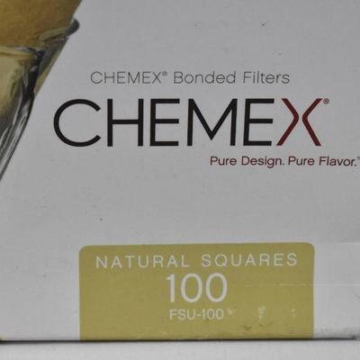 Chemex Coffee Filters, Bonded Natural Squares, Unbleached (FSU-100) - New
