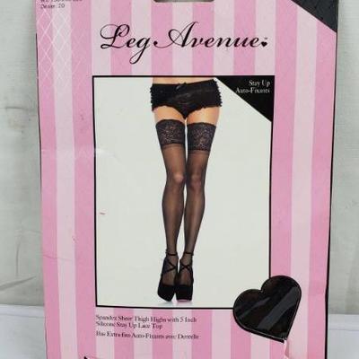 Adult Plus Size Black Spandex Sheer Thigh Highs - New