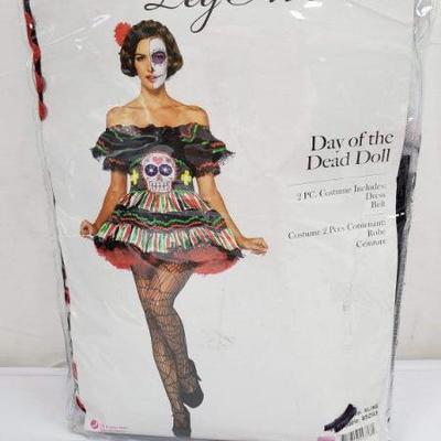 Day of the Dead Doll Costume, Adult Size XL, 2 Pc Costume - Dress & Belt - New