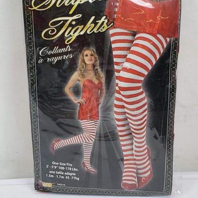 Red Striped Tights, Adult, One Size Fits 5'-5' 9