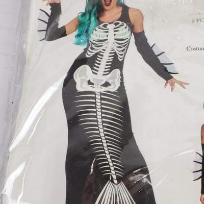 Skeleton Siren Adult Costume, Size M/L, 3 Piece Costume - New
