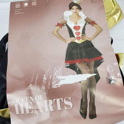 Queen of Hearts Adult Costume, Size Medium, NO HEADPIECE - New, No Package