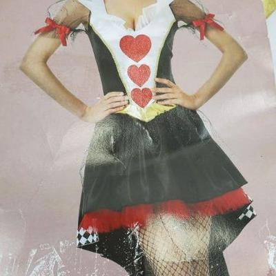 Queen of Hearts Adult Costume, Size Medium, NO HEADPIECE - New, No Package